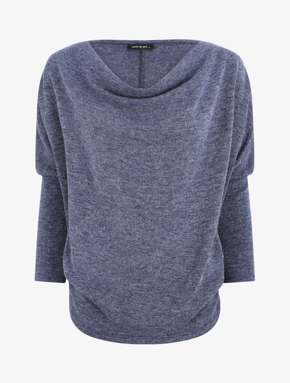 Pull loose col bénitier - Bleu - 1