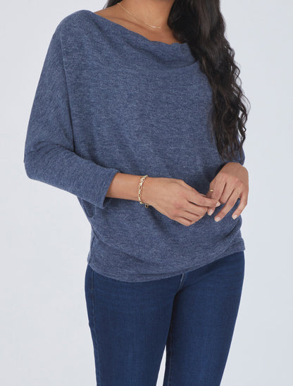 Pull loose col bénitier - Bleu - 4
