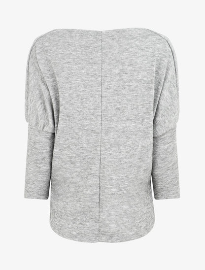 Pull loose col bénitier - Gris clair - 2