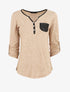 Pull fin droit à poche plaquée - Beige - 1