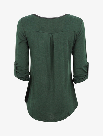Pull fin droit à poche plaquée - Vert sapin - 2