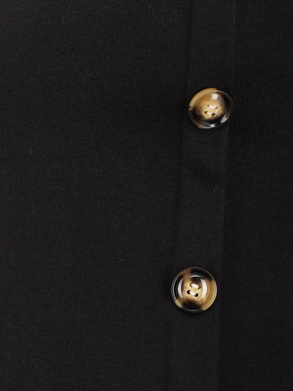 Pull fin à boutons décoratifs - Noir - 3