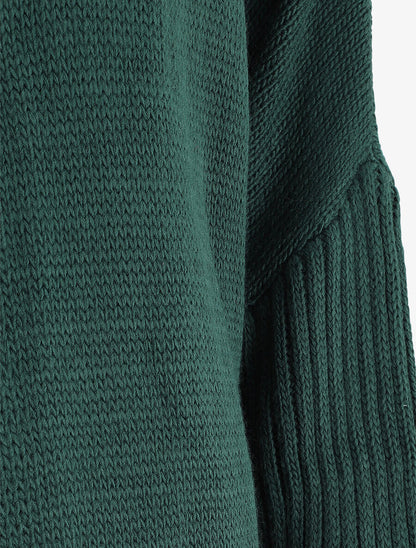 Gilet mi-long à capuche - Vert sapin - 3
