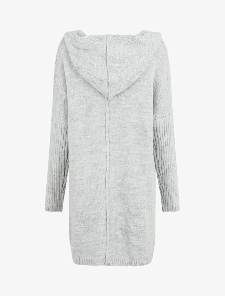 Gilet mi-long à capuche - Gris - 2