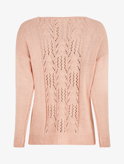 Pull droit dos stylisé - Rose - 2
