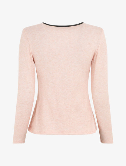 Pull fin à boutons décoratifs - Rose pâle - 2