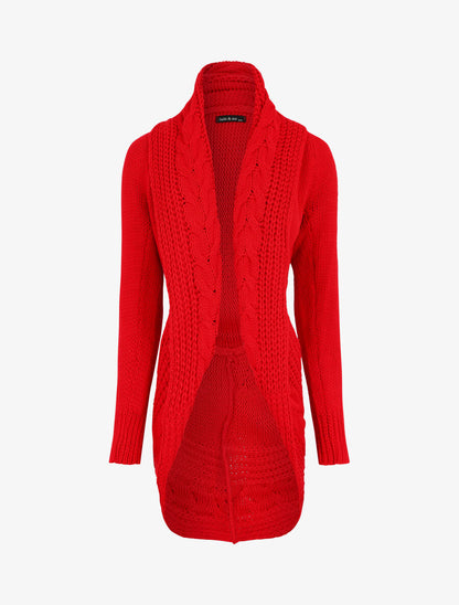 Gilet ample à col châle - Rouge - 5