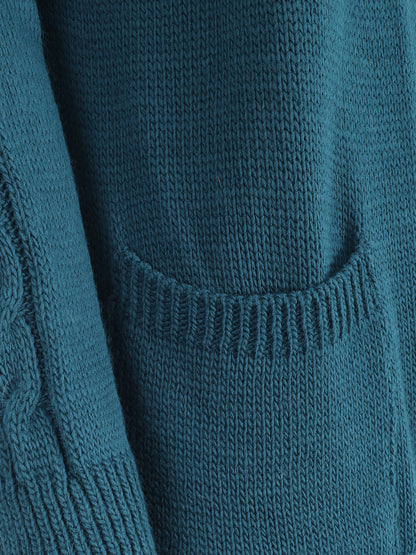Gilet mi-long à poches plaquées - Bleu canard - 3