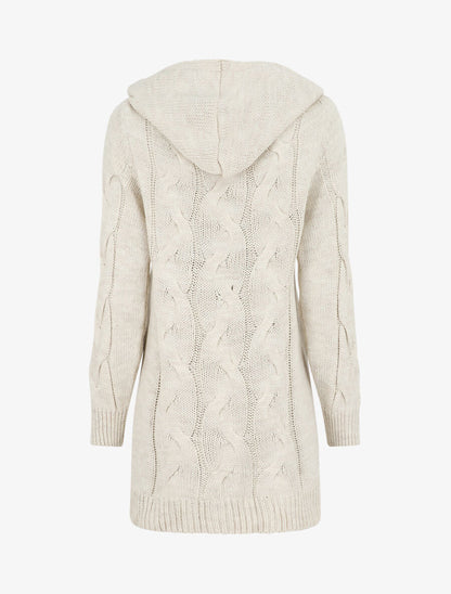 Gilet mi-long à capuche - Beige - 2