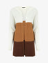 Gilet mi-long rayé à capuche - Camel/gris - 4