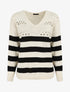 Pull ajourée à rayures - Noir/beige - 5