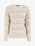 Pull droit uni en maille ajourée - Beige - 1