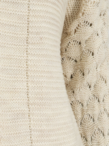 Gilet long uni à manches longues - Beige - 3
