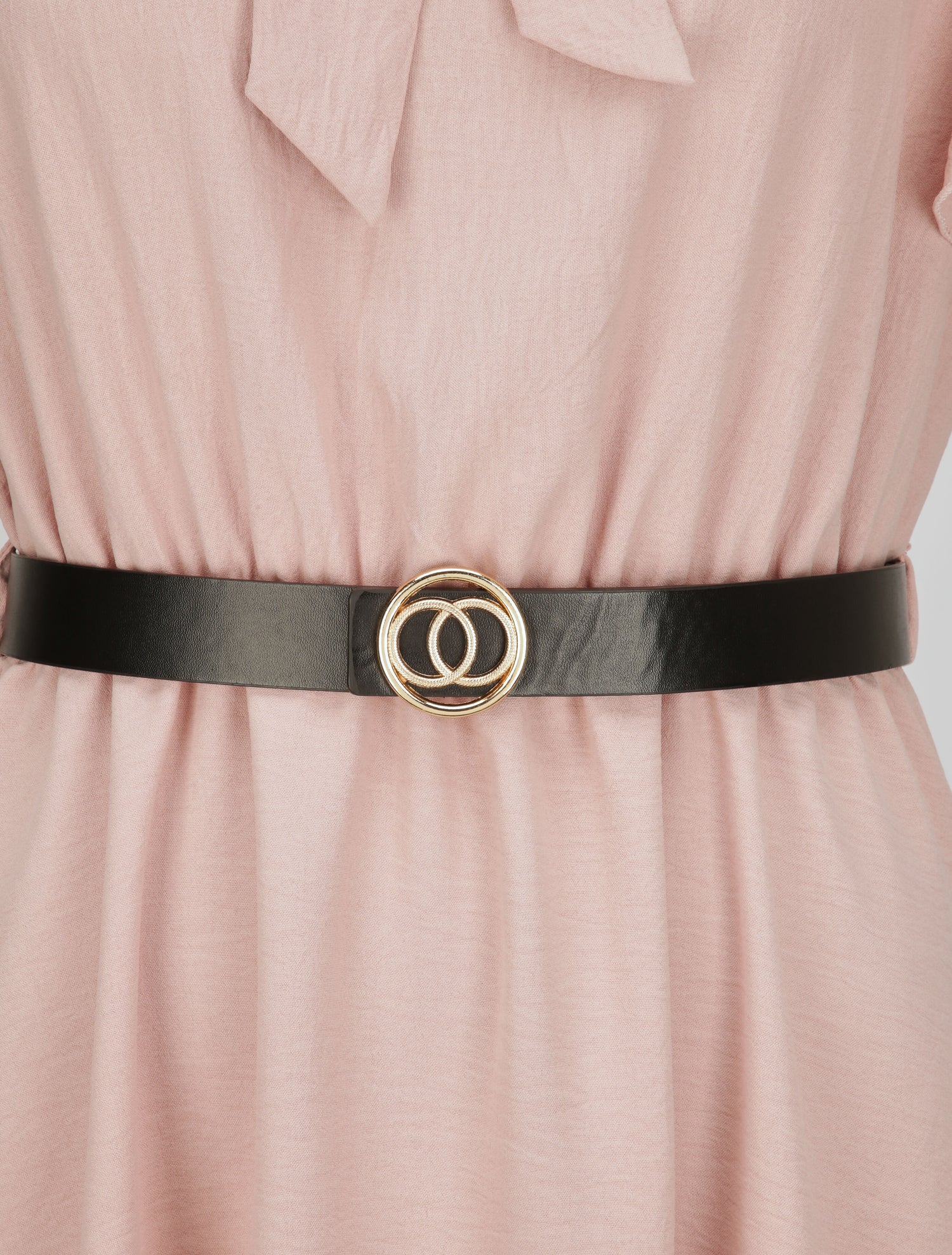 Robe à col lavallière et mancherons volantés - Rose poudré - 3