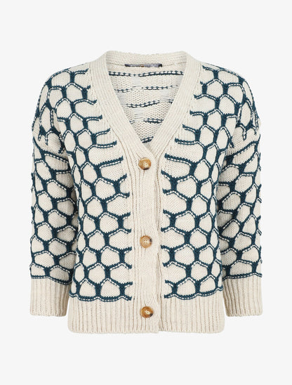Cardigan à imprimé fantaisie - Bleu canard - 1