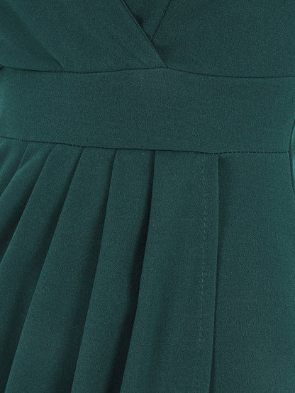 Robe portefeuille courte à bretelles - Vert sapin - 4