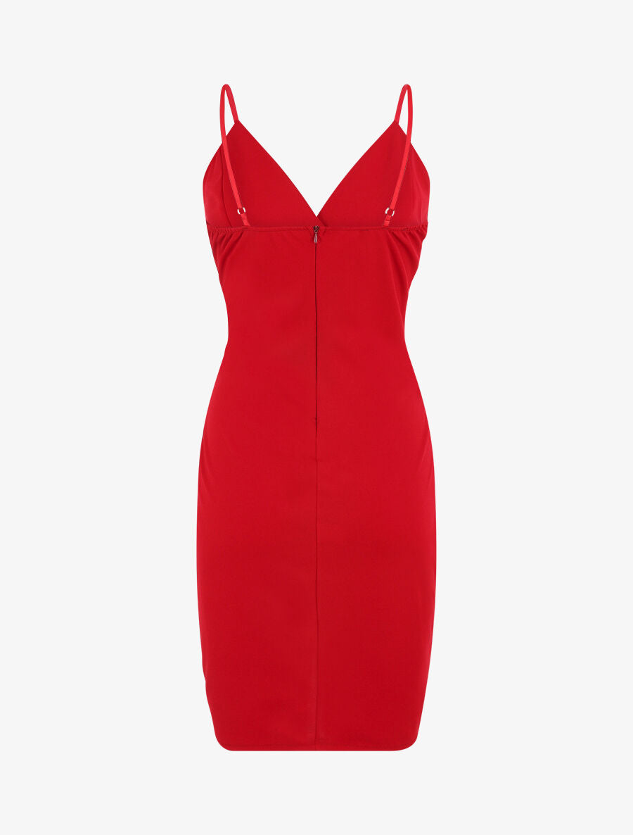 Robe portefeuille courte à bretelles - Framboise - 3