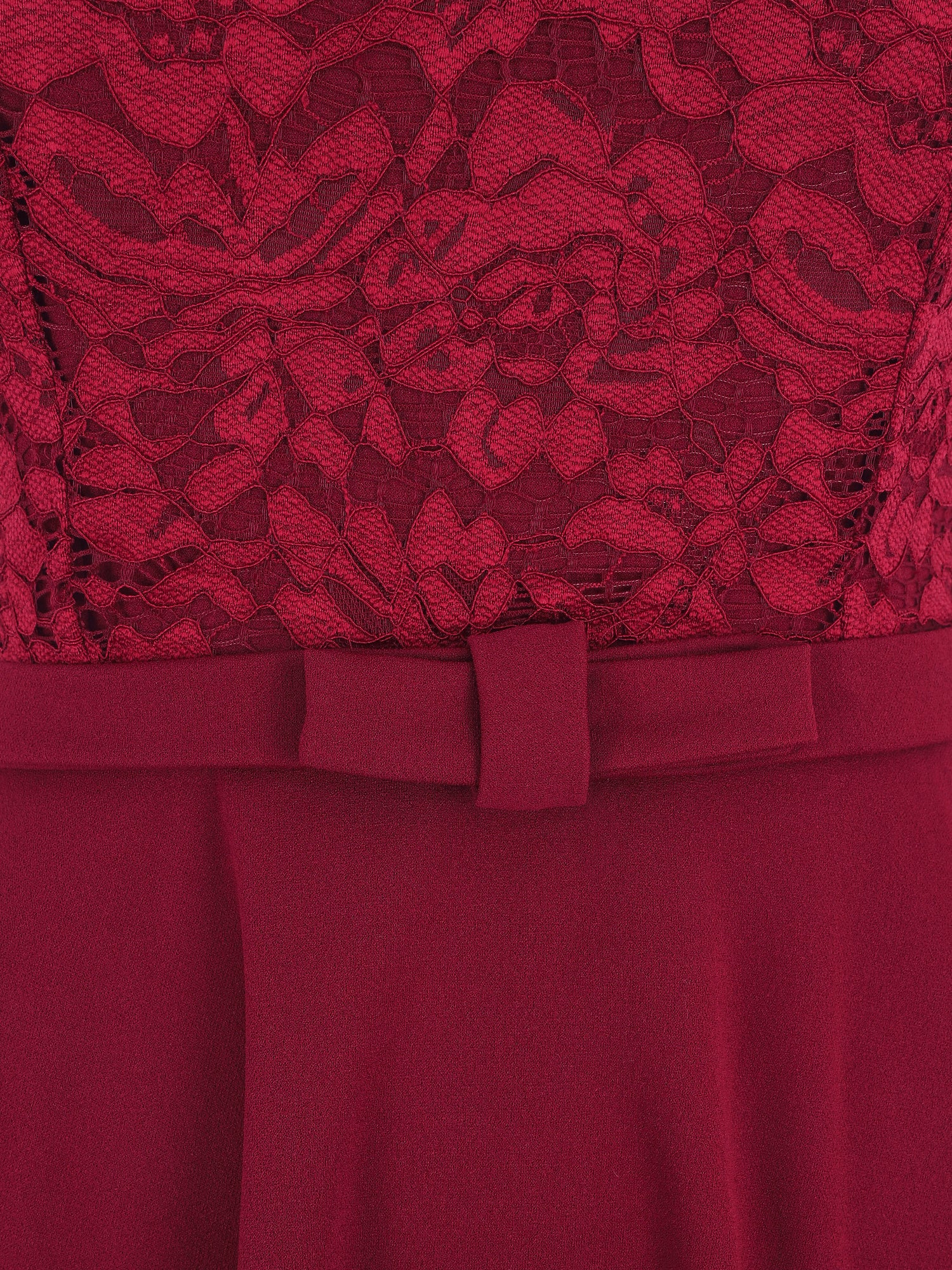 Robe patineuse à buste en dentelle - Bordeaux - 3