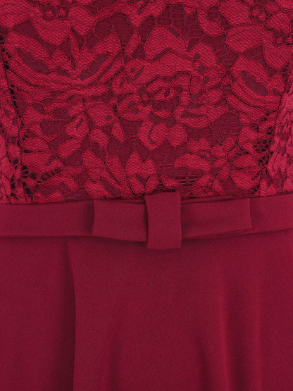 Robe patineuse à buste en dentelle - Bordeaux - 3