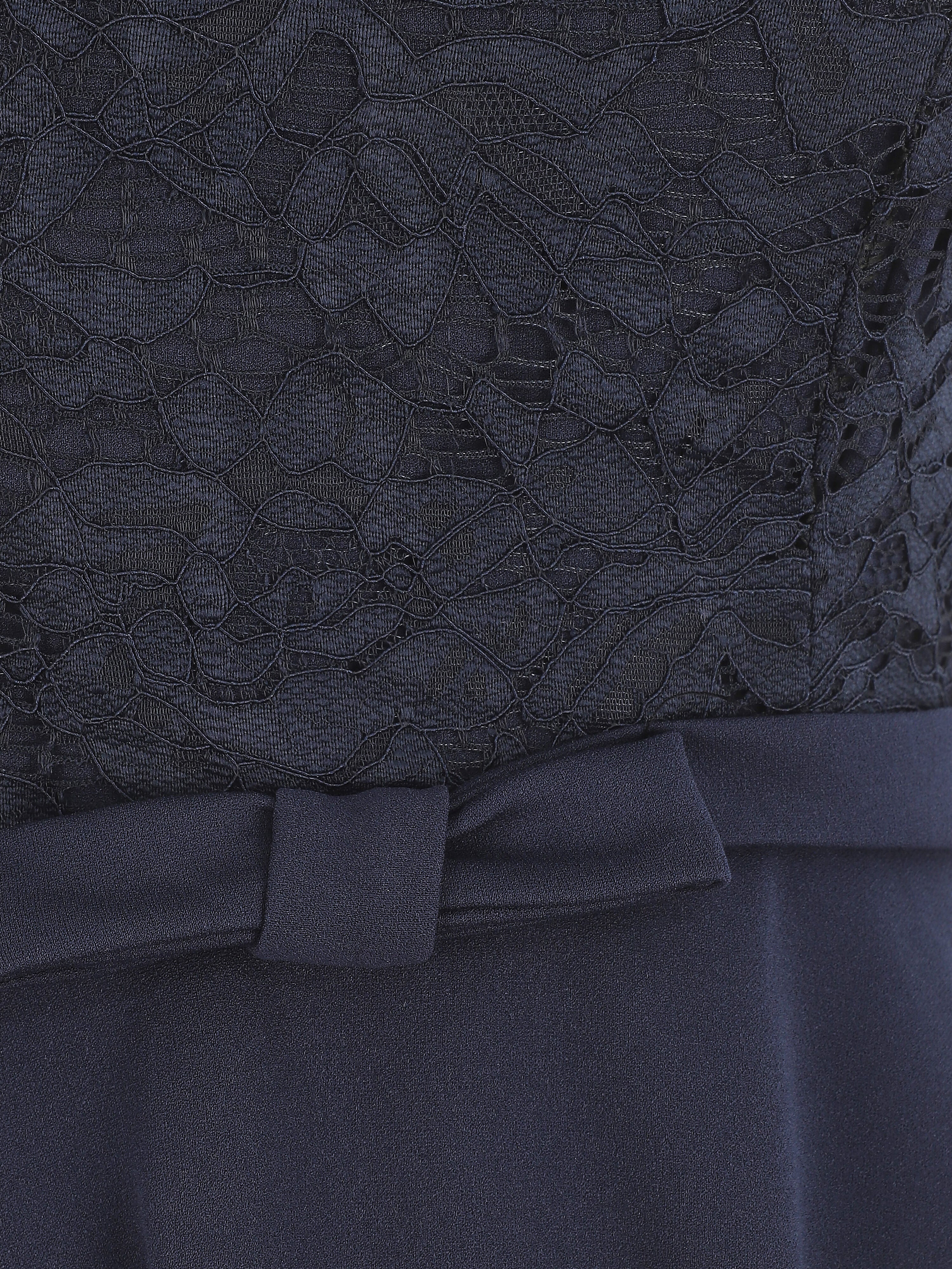 Robe patineuse à buste en dentelle - Marine - 3