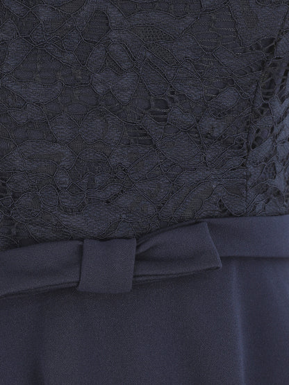 Robe patineuse à buste en dentelle - Marine - 3