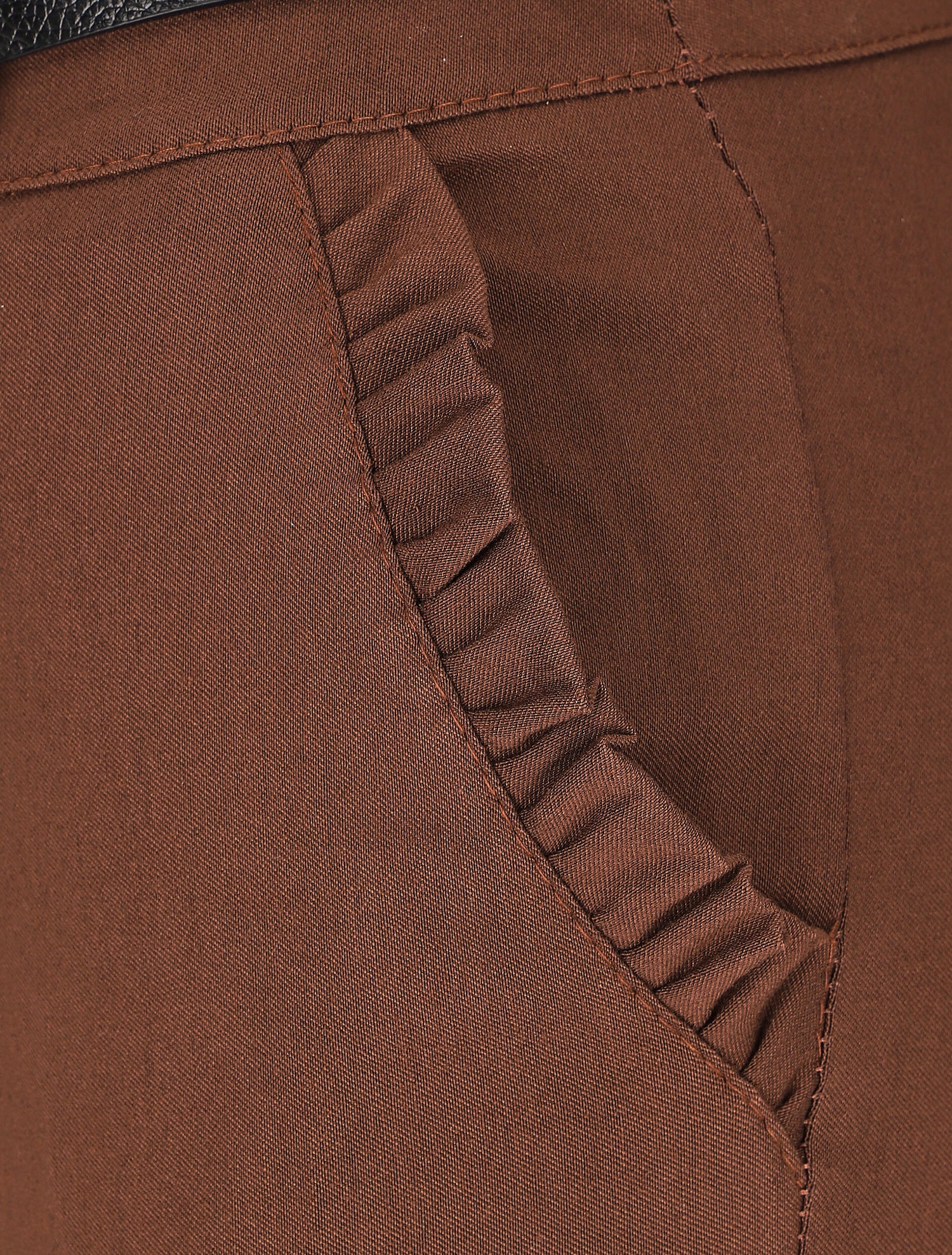 Pantalon 7/8 à revers et poches volantées - Marron - 3