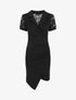 Robe bi-matière à base asymétrique - Noir - 1