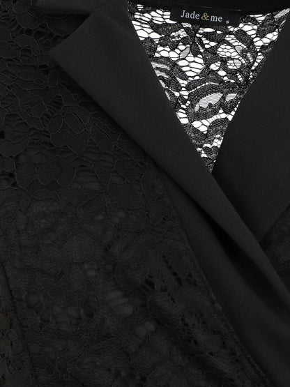 Robe bi-matière à base asymétrique - Noir - 3