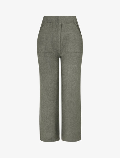 Pantalon uni en maille - Kaki - 1