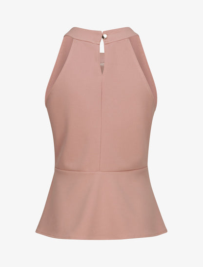 Top péplum à col américain - Rose poudré - 2