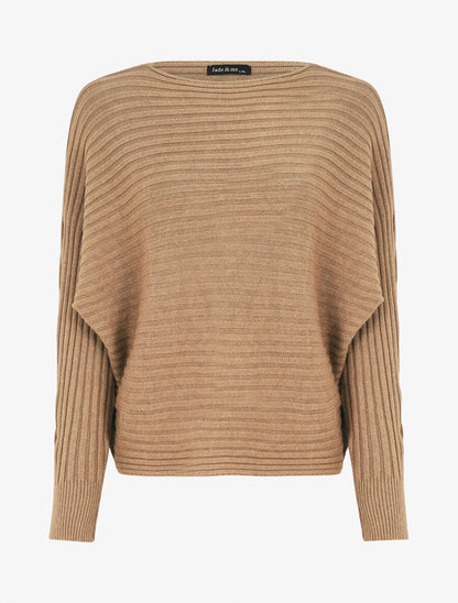 Pull uni oversize chauve-souris - Camel - 1