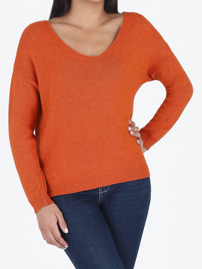 Pull ample uni col V - Orange - 4
