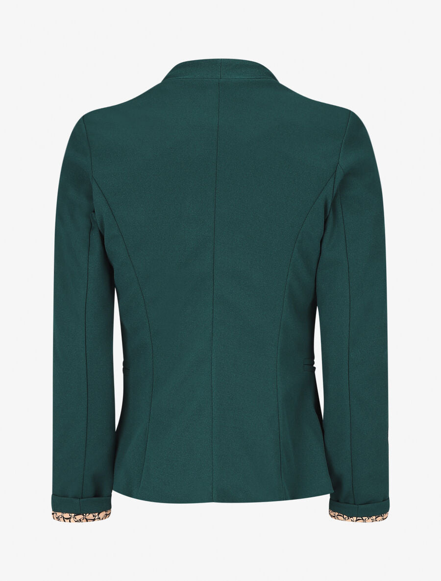 Blazer uni à revers imprimé graphique - Vert sapin - 2