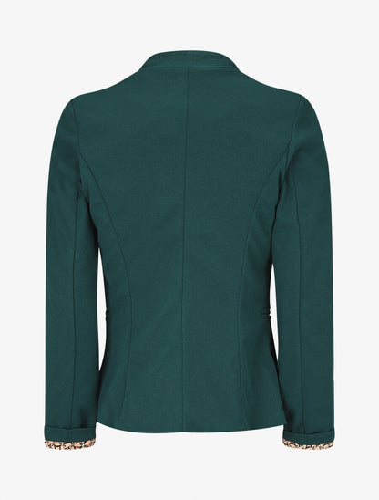Blazer uni à revers imprimé graphique - Vert sapin - 2
