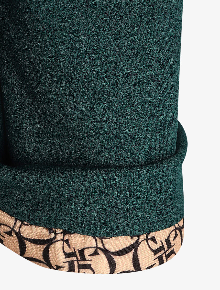 Blazer uni à revers imprimé graphique - Vert sapin - 3