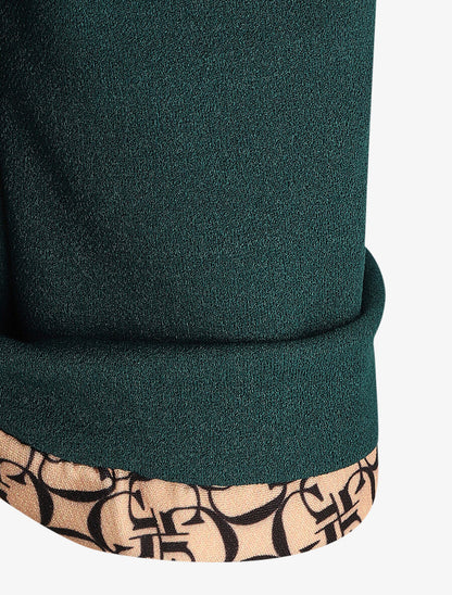 Blazer uni à revers imprimé graphique - Vert sapin - 3