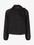 Blouse ample unie col lavallière - Noir - 1