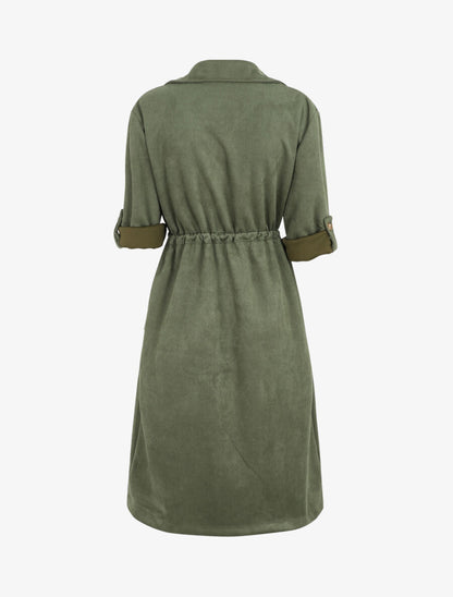 Trench oversize mi-long en suédine - Kaki - 2