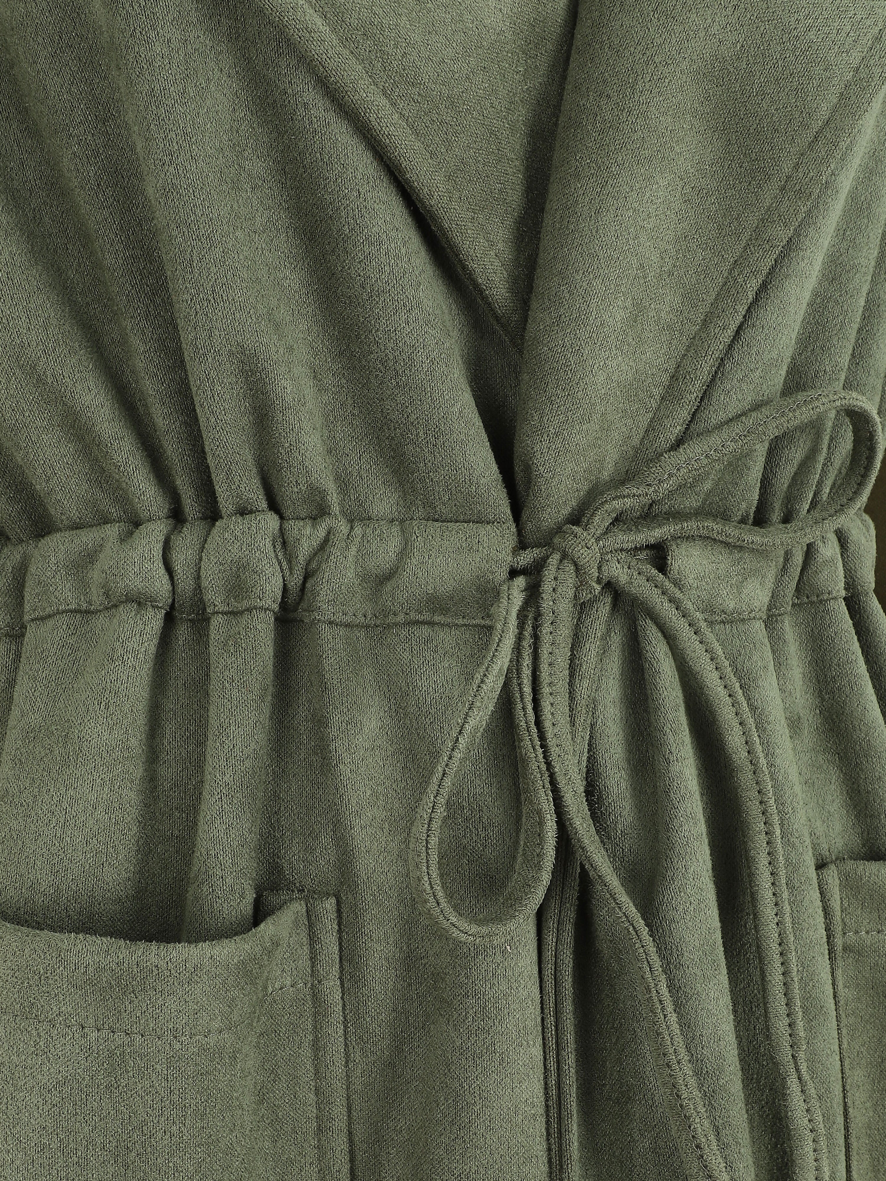 Trench oversize mi-long en suédine - Kaki - 3