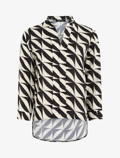 Blouse manches 3/4 imprimé graphique - Noir - 4