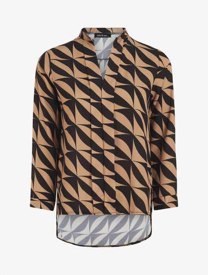 Blouse manches 3/4 imprimé graphique - Camel - 1