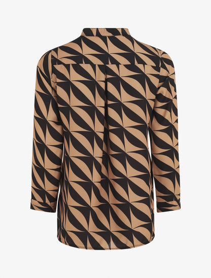 Blouse manches 3/4 imprimé graphique - Camel - 2