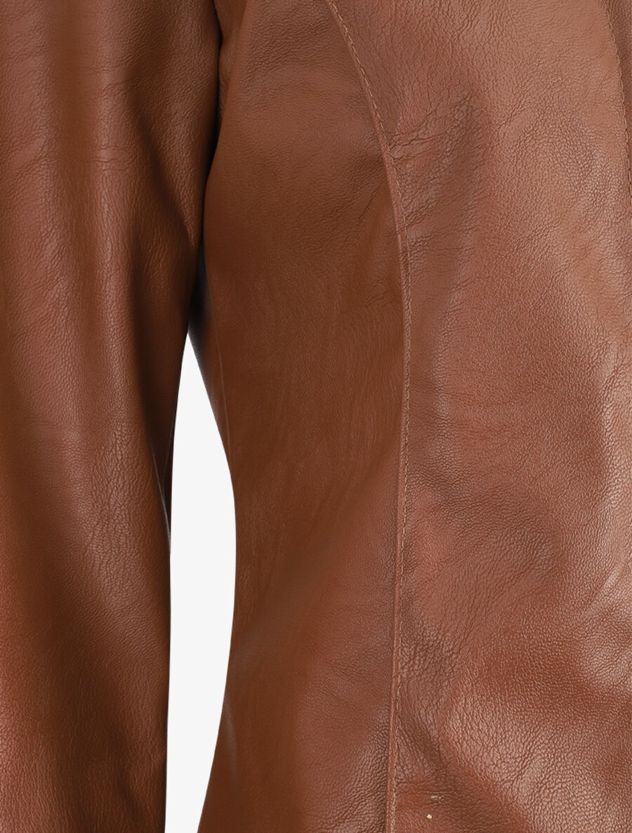 Veste ouverte en simili - Marron - 3