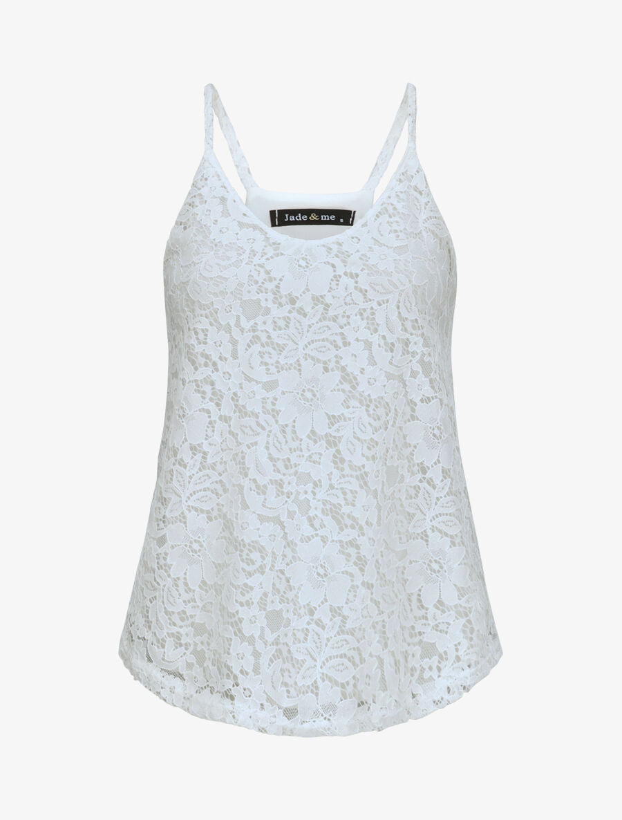 Débardeur en dentelle à dos nageur - Blanc - 1