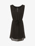 Robe en voile à col rond à détail anneaux - Noir - 4
