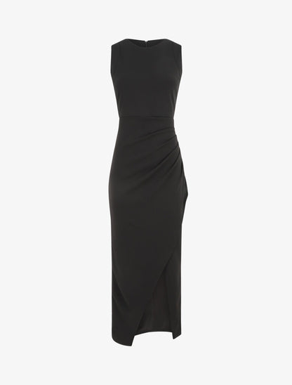 Robe longue drapée sans manches - Noir - 1