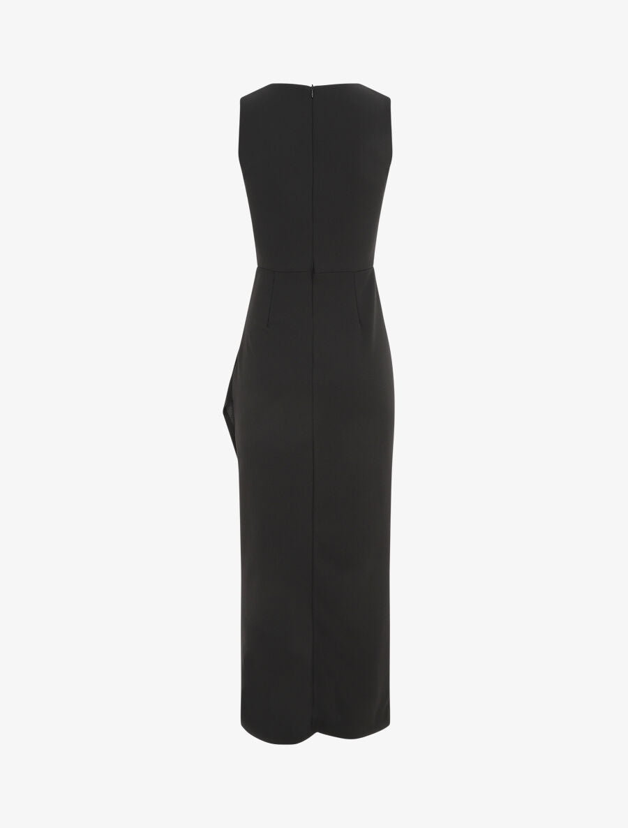 Robe longue drapée sans manches - Noir - 2