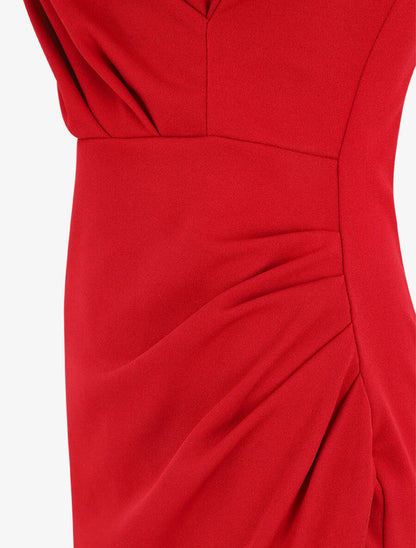 Robe fourreau style portefeuille - Rouge - 4