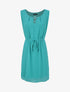 Robe en voile à col rond à détail anneaux - Turquoise - 1