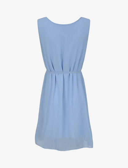 Robe en voile à col rond à détail anneaux - Bleu ciel - 2